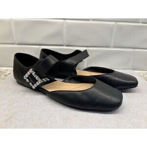 Gianni Bini Women’s Leather Black Flat Shoe Ballet Flat With Sparkle Size 8.5 Do